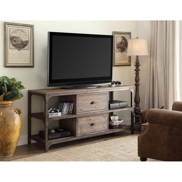 Classic Antique Brown 60" TV Stand, Wooden TV with 2 Drawers